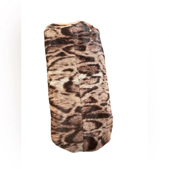 Furla Leather Trimmed Calf Hair Animal Print Satchel - Picture 7 of 11